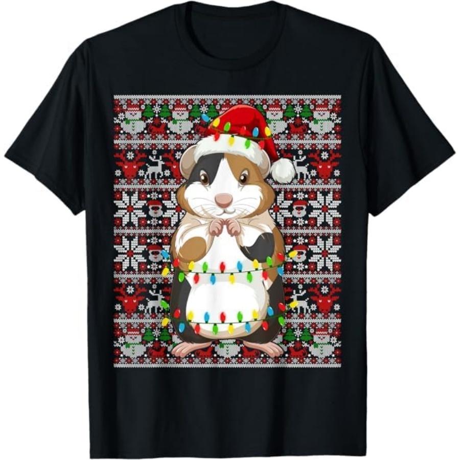 Santa Hat Ugly Christmas Sweater Men Women Kids Hamster T-Shirt GIU1 Mens Womens Tank Top Sweatshirt Hoodie Longsleeve 974 Black S