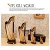 Wooden Miniature Harp Model with Black Gift Case Musical Instrument Model Musical Gifts Ornaments Decorations