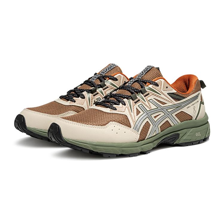 Asics Gel Venture 8 Slip Resistant Shock Absorbers Low Top Running Shoes Men's Brown Gray Sneakers 1011B831-200