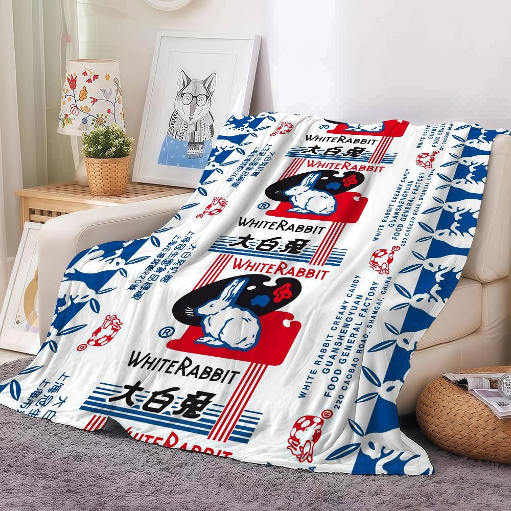 Candy White Rabbit Creamy Cand Blanket For Sofa Office Bed Plane Travel Sleep Read Relax Camping Soft And Warm