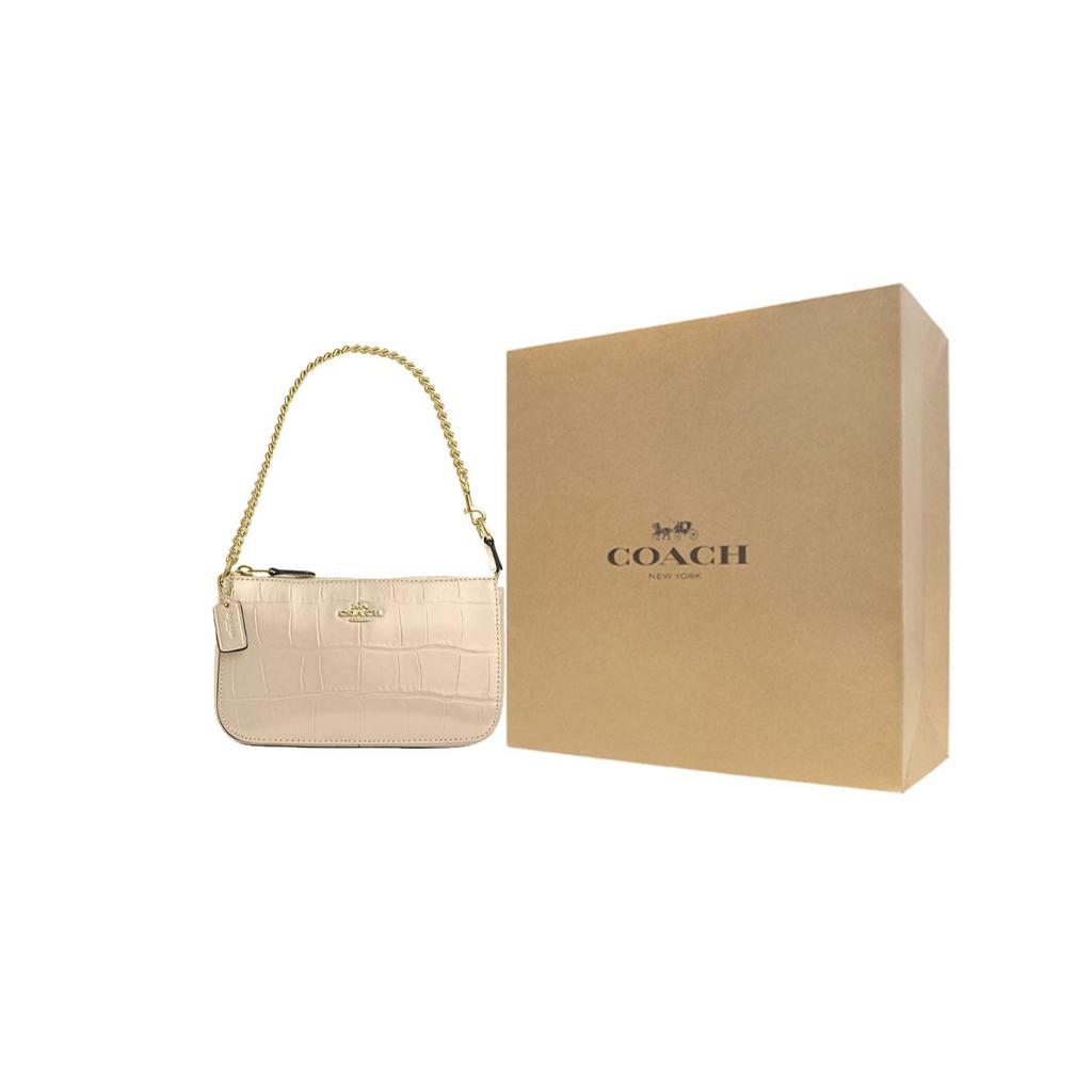 Coach Nolita 19 Logo Chain Zip Closure Crocodile Embossed Leather Handbag Women handbags Gold Ivory CN382-IMIVO