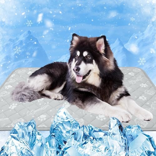 MH MYLUNE HOME Dog Cooling Mat Self-Cooling Pet Pad Non-Slip Absorbent Portable for Dogs Cats XL 110x80cm