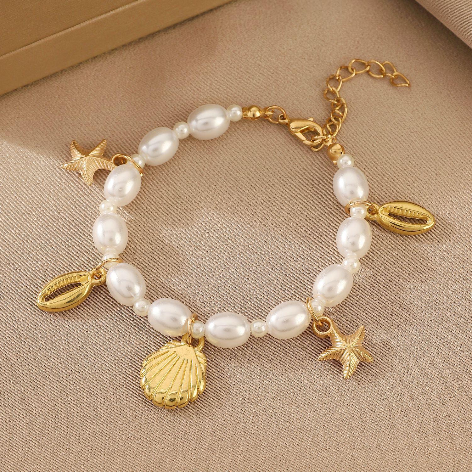 Bohemian Starfish & Seashell Faux Pearl Beach Necklace for Women