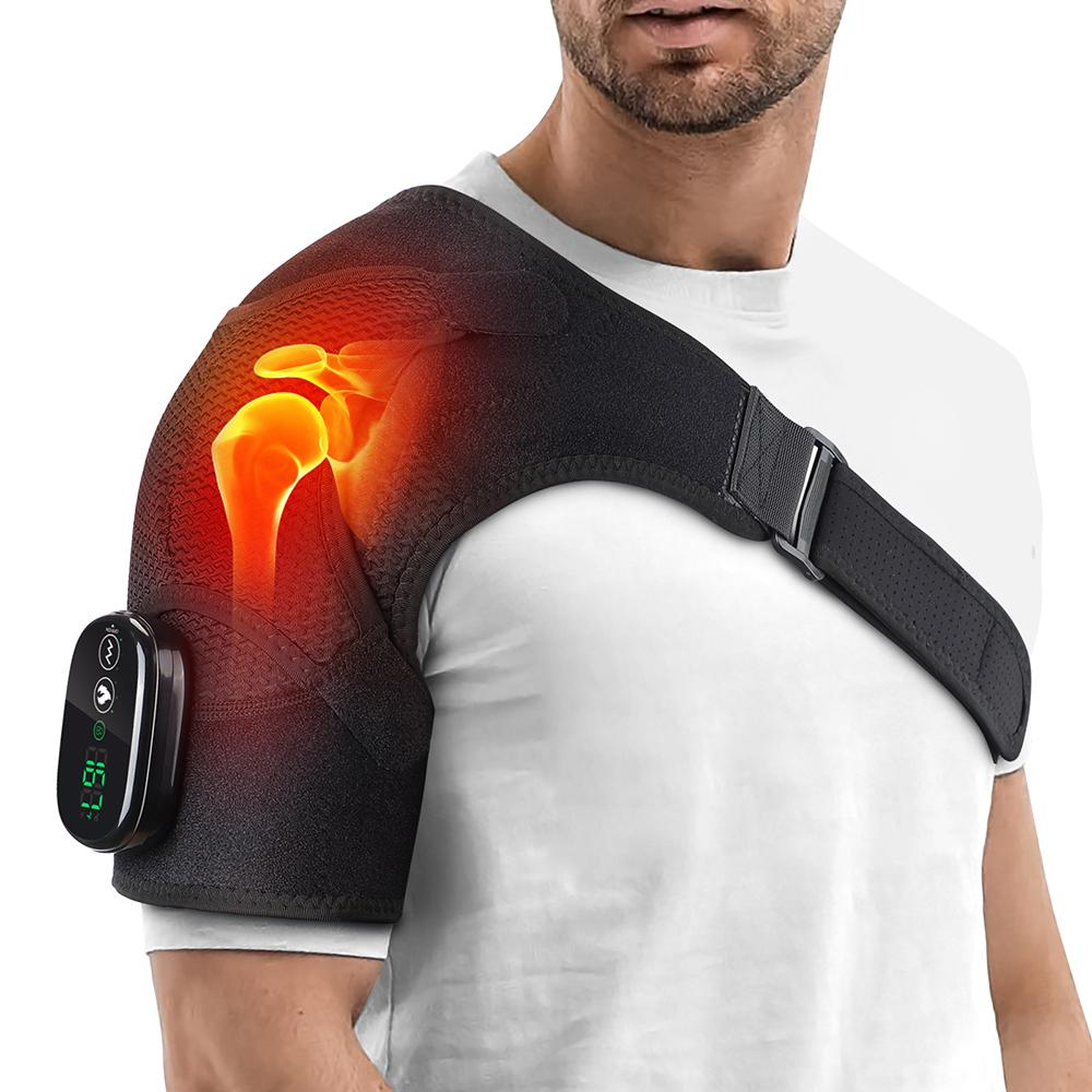 Heating And Vibration Shoulder Support Brace, Electric 3 Level Vibration Shoulder Heating Pad Health Care Shoulder Massager