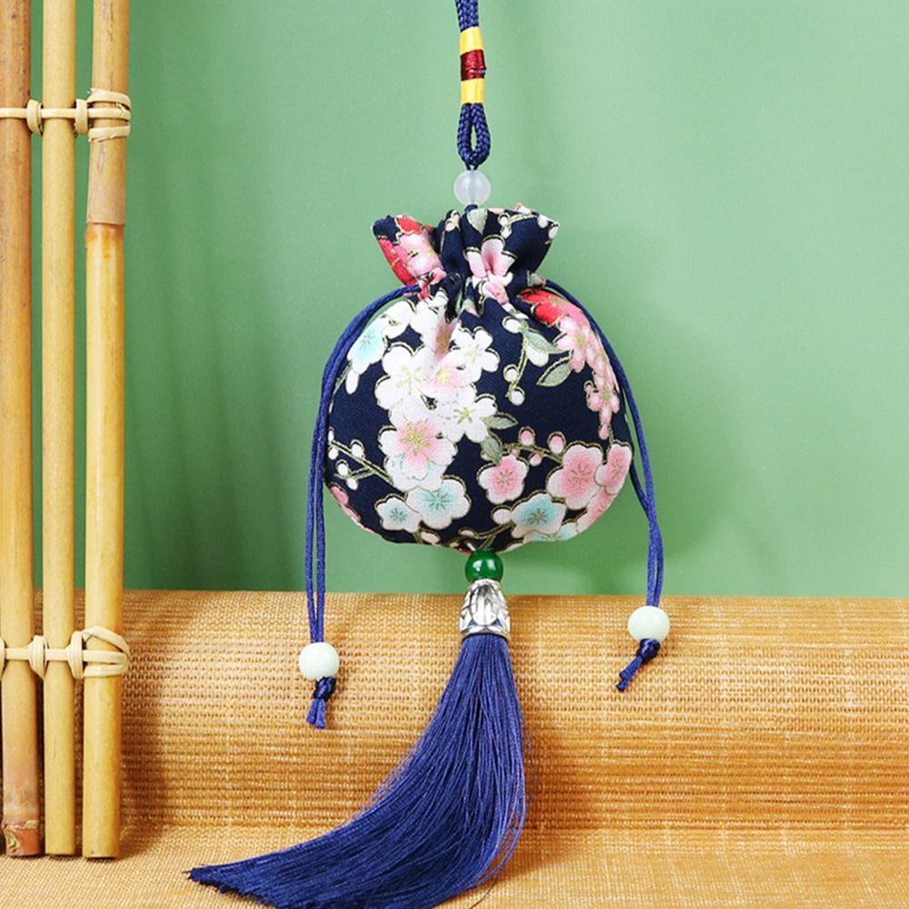 Quastenblumenmuster Stoff Leerer Beutel Chinesischer Stil Aufbewahrungstasche Geldbörse Beutel Damen Schmuckbeutel