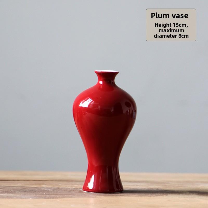 Red Ceramic Vintage Small Vase Festive Wedding Housewarming New Year Decor Elegant Home Ornament