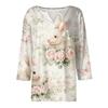 Women's Fashion Casual Easter Printed V-neck Short Sleeve Decorative Button Seven Sleeve T-shirt Top