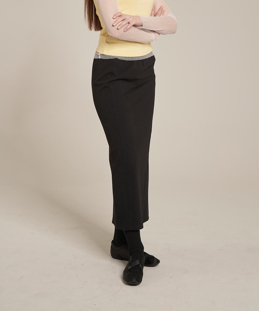 Iteoneolmomeonteu Solid Washed Long Skirt _ Black