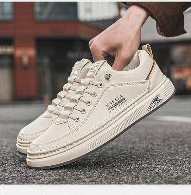 Herrenschuhe Leder Casual Sneakers Atmungsaktive Wanderschuhe Slip-on Plateauschuhe Männliche Flats Schuhe mit Gummisohle