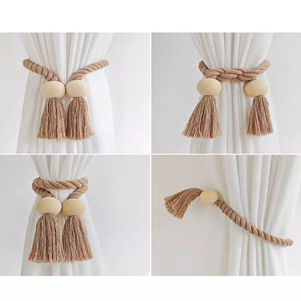 Solid Wood Curtain Tieback Hand-woven Window Curtain Buckles Fashion Curtain Rope Holders  Bedroom