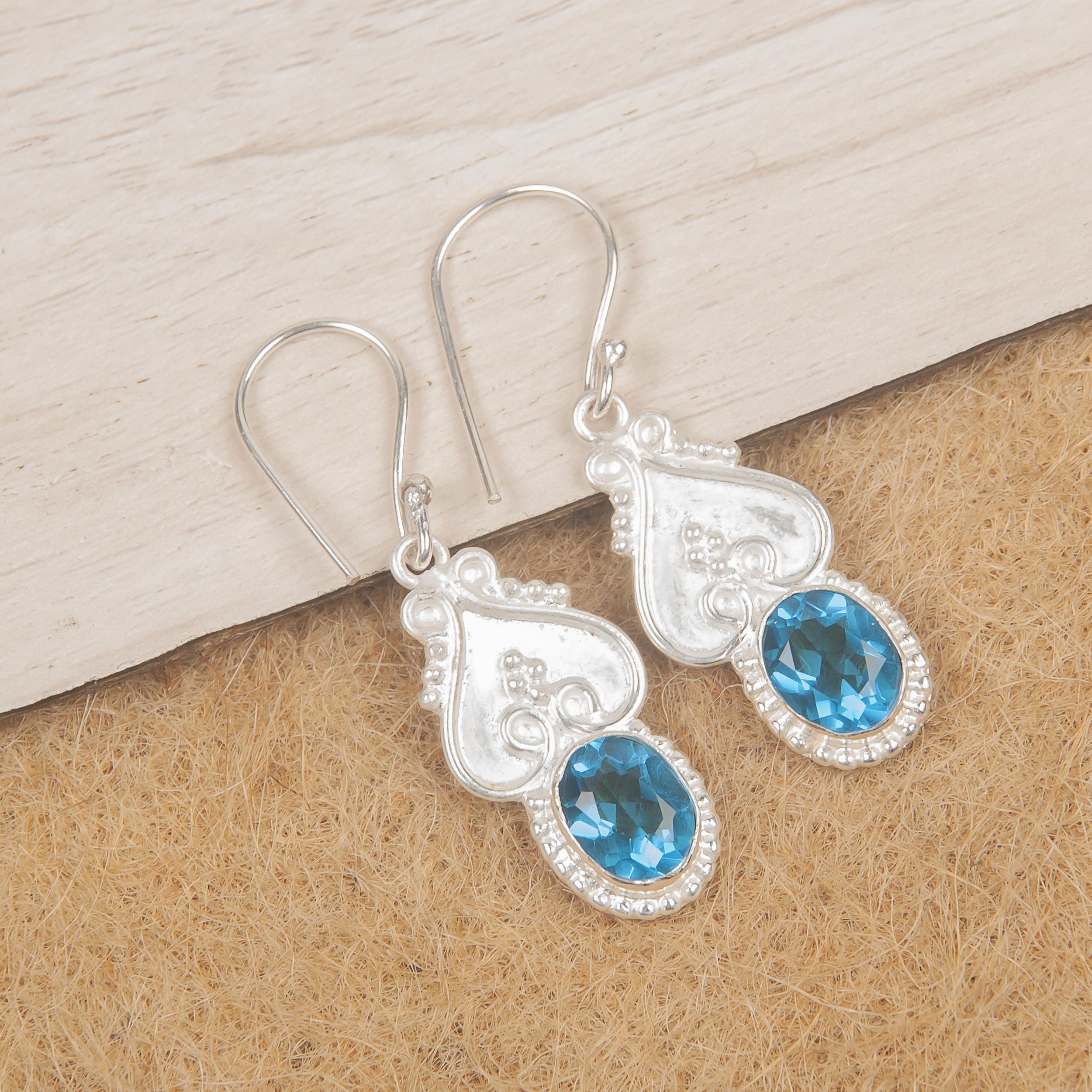 

Swiss Blue Topaz Earring Gemstone Earring, 925 Solid Sterling Silver Earrings Jewelry Handmade Earrings, Silver Jewelry For Gift 1.81 синий