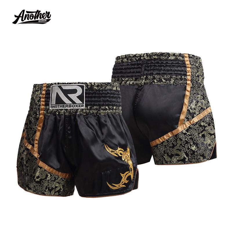 Pantalones Cortos de Muay Thai AnotherBoxer para Hombres, Mujeres, Niños, Equipo de Entrenamiento y Combate MMA, Cuero Bordado, Combate