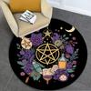 Floral Moon Phase Circular Rug - Office Decorative Carpet For Living Room Bedroom Door Mat Floor Rug Computer Chair Area Rug