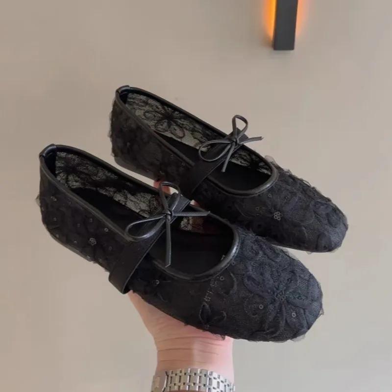 Fashion Women Flats Fashion Slip on Loafers Comfort Sneakers Women Spring Lace Mary Jane Shoes Street Style Soft Sole Dress Flat Shoes