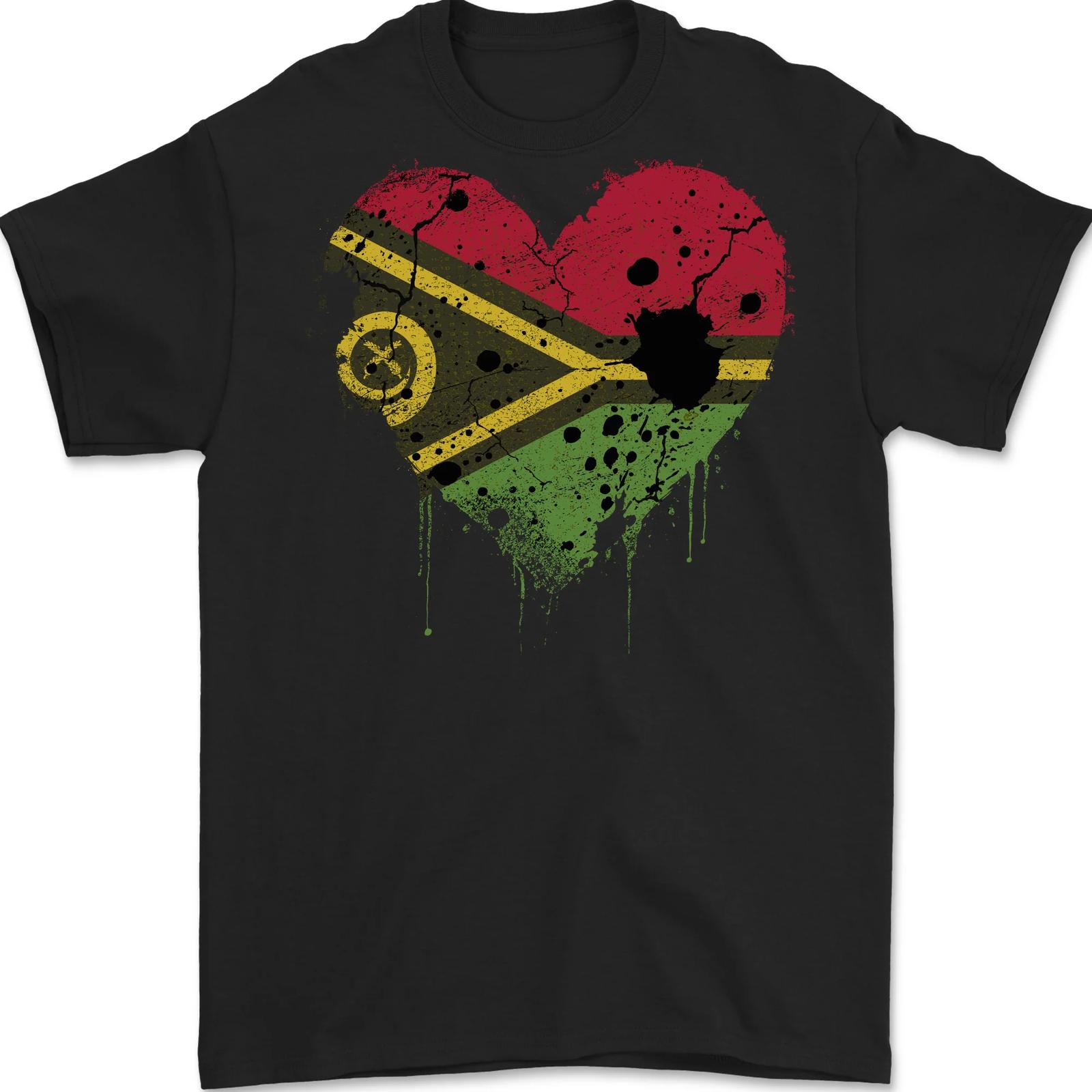 Love Vanuatu flag day football men s 100% cotton shirt- XXXL