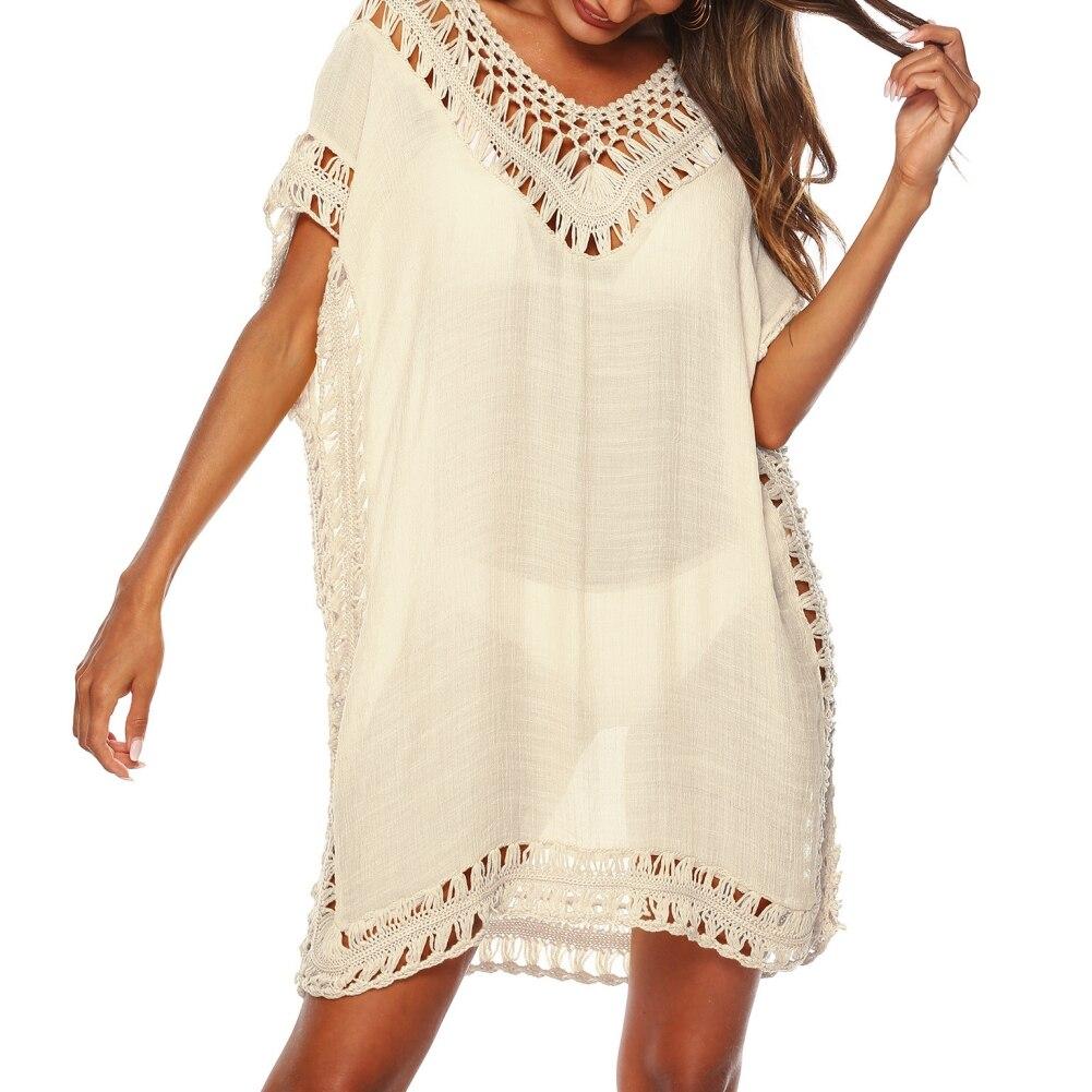 

Женщины Бикини Cover Up Цветочные Кружева Полые Крючком Кисточкой Купальник Cover-Ups Летняя Пляжная Туника Пляжное Платье One Size