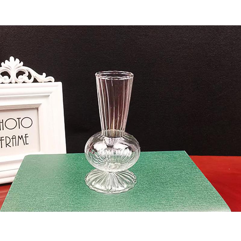 Nordischer Stil Transparente Gestreifte Glasvase für Heimdekoration