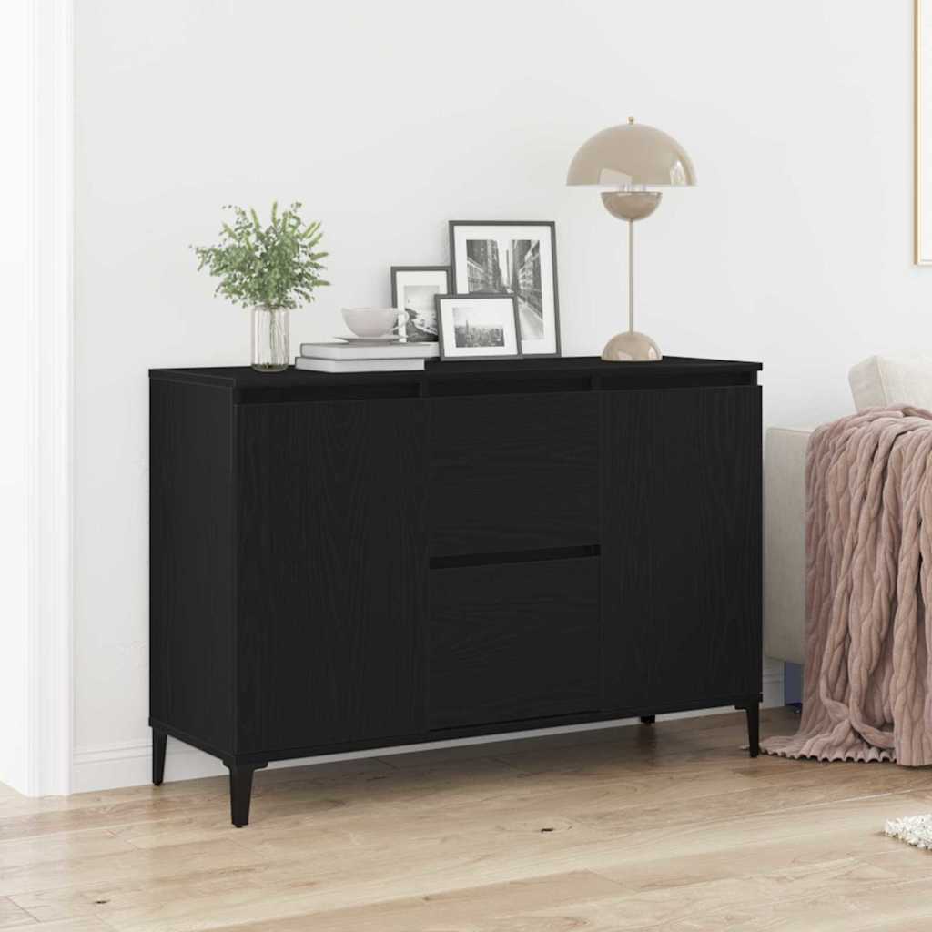 Sideboard in Black Oak Look 104 x 35 x 70 cm Engineered Wood