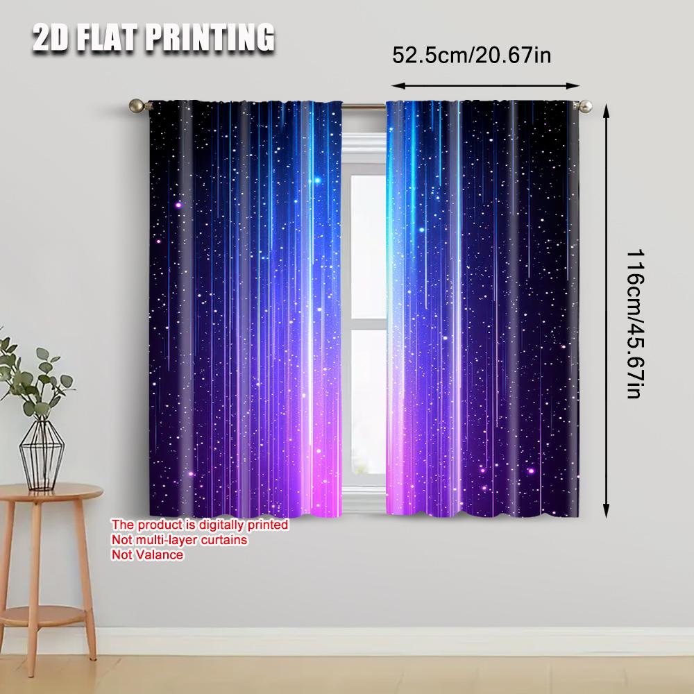 2 Stück Galaxie Stern Weltraum Verdunkelungsvorhänge Blau Lila Kosmische Polyestervorhänge Für Wohnräume Maschinenwaschbar