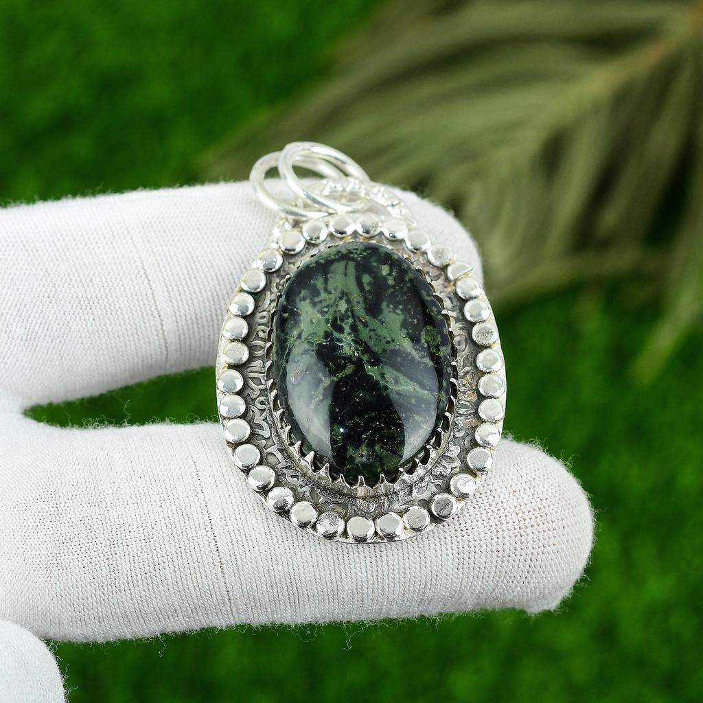 Natural Kambaba Jasper Gemstone Pendant 925 Sterling Silver Indian Jewelry