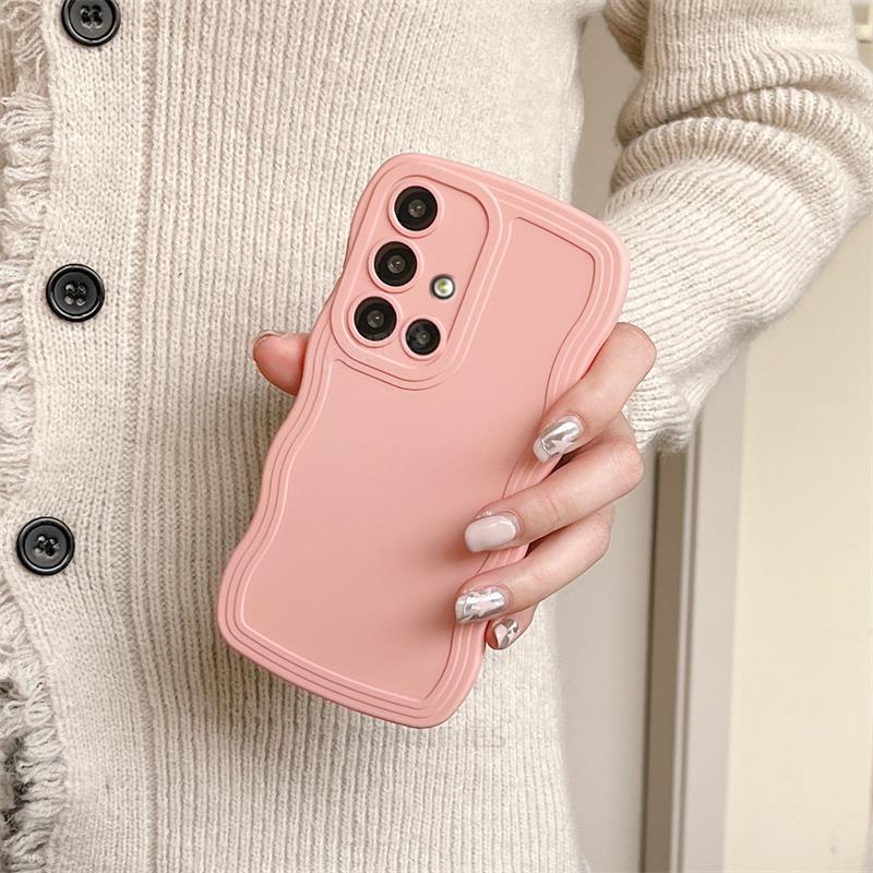 A 51 71 12 Curly Wavy Liquid Silicone Case For Samsung Galaxy A51 A71 4g A12 5g A50 A21s A30 A20 A04 Protect Soft Cover A14 A24