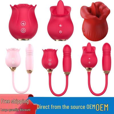 Rosen-Zungenleck-Saug-Vibrator mit Teleskopfunktion
