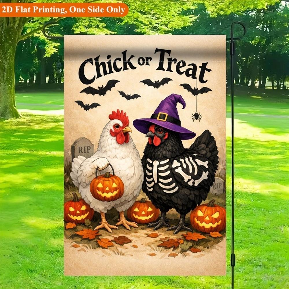 Linen Halloween Fall Pumpkin Garden Flag Rustic Style Ghost Welcome Flag Porch