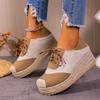 Mixed Color Espadrilles Wedge Shoes for Women Fashion Braided Thick Sole Fisherman Shoes Woman Lace Up Casual Platform Sneakers