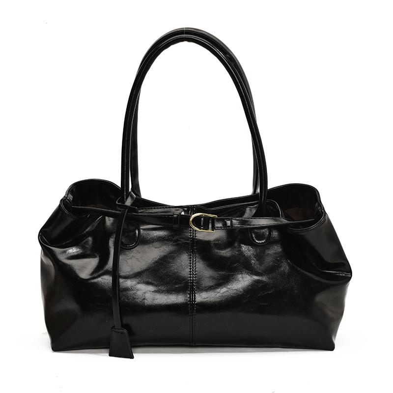 Oil PU Leather Hobo Handbag Slouchy Shoulder Bag Retro Top-Handle Bag Large Work Bags for Women Gilrls Tote Work Shopping Travel