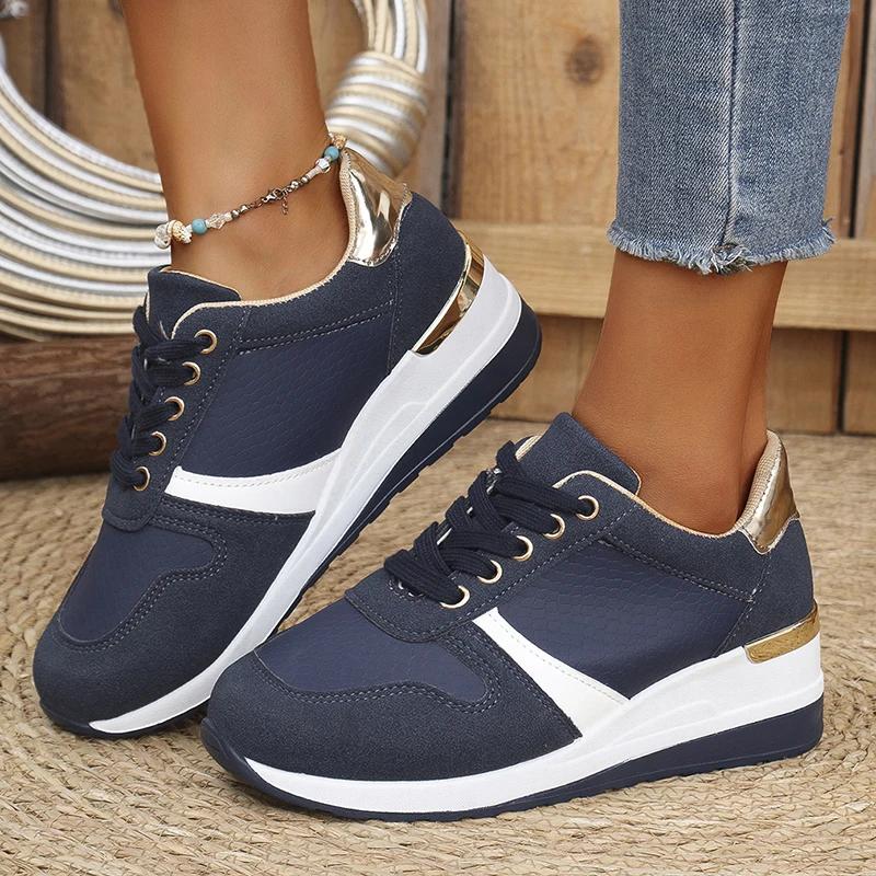 Fashion Women's Fashion Chunky Sneakers Lace Up Platform Casual Sports Shoes Woman Lightweight Non Slip Wedges Walking Shoes Plus Size