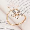 1Pc Elegant Double Daisy Flower Ring Rhinestone Adjustable Open Ring Jewelry