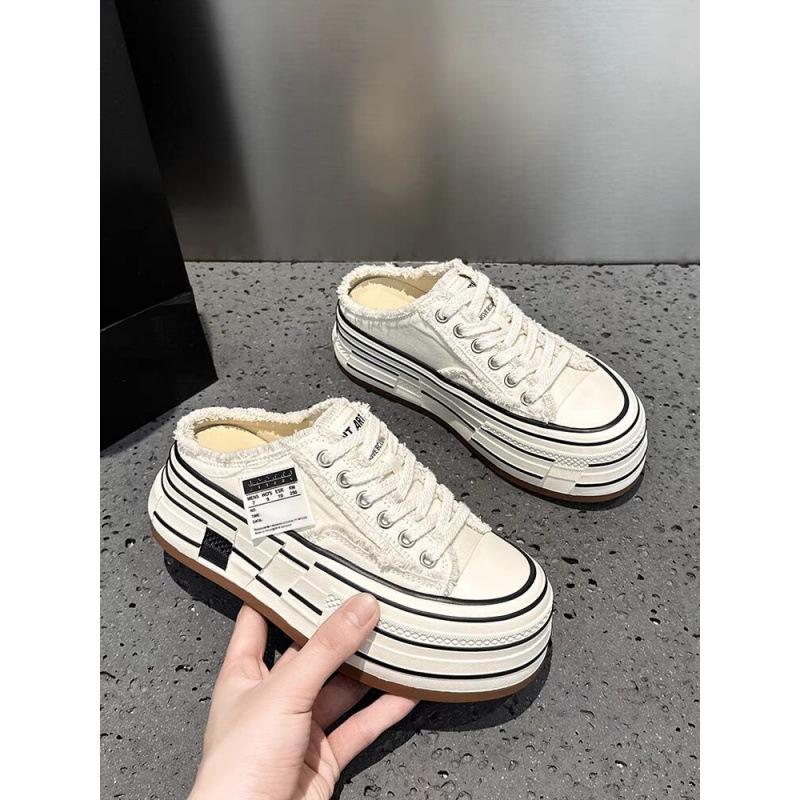 

Niche platform black beggar canvas shoes women s spring and summer 2025 new muffin shoes versatile casual slippers women 40