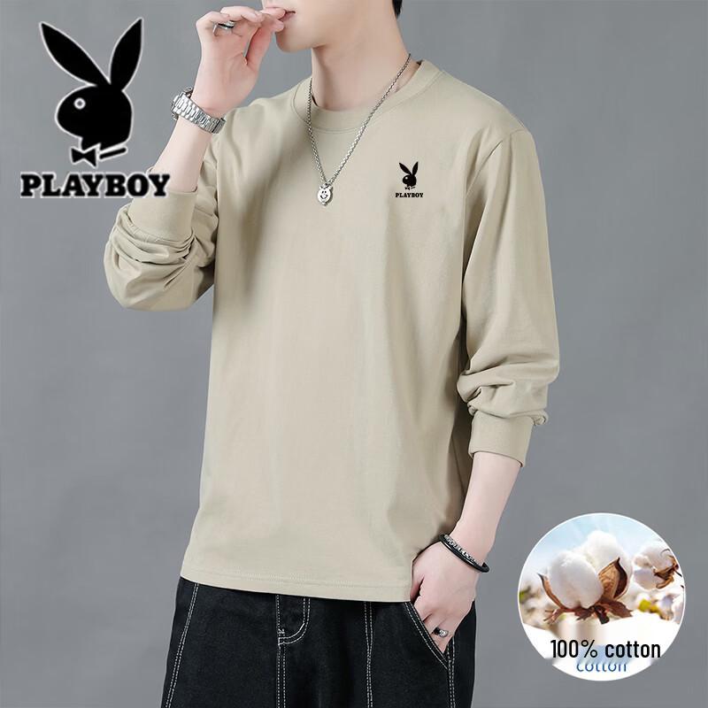 PLAYBOY Erkek Saf Pamuk Bisiklet Yaka Uzun Kollu Tişört