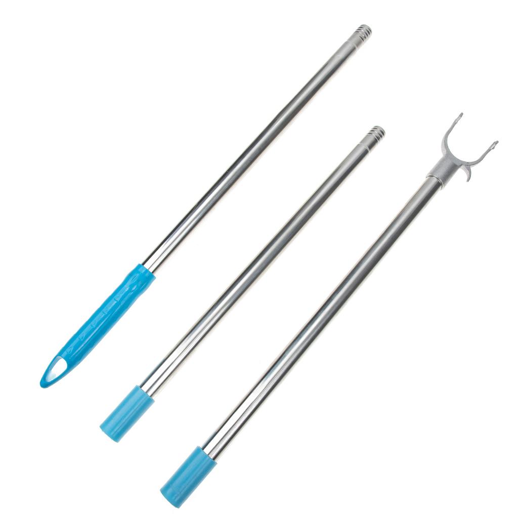 Wardrobe Hook Pole Adjustable Splicing Clothes Rod Stainless Steel Plastic Clothes Reach Tool Home Balcony Closet Hook Pole