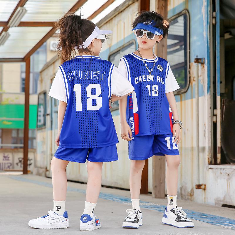 Summer new men's and children's basketball suit outdoor women's sports training quick-drying jersey short-sleeved shorts two-piece set
