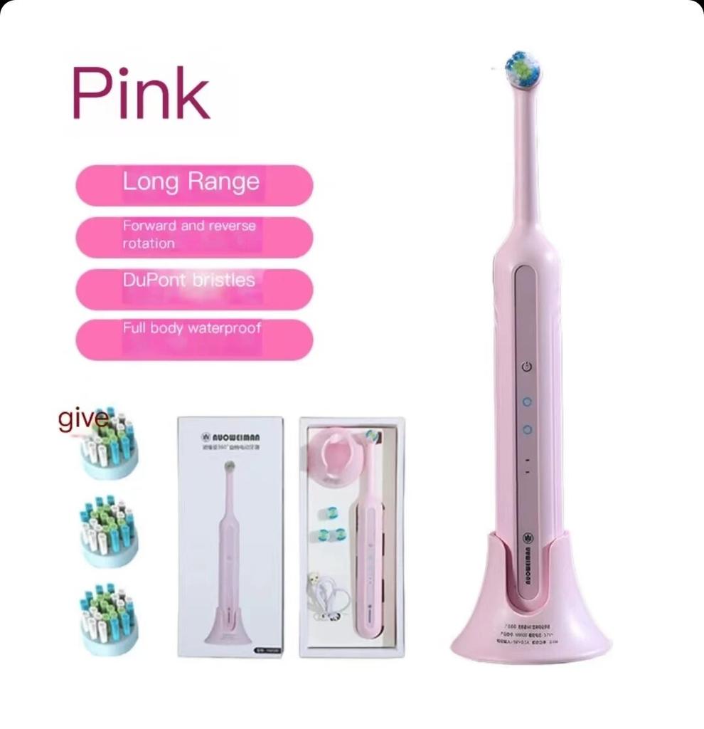 Brosse à dents électrique rotative pour nettoyer les dents des adultes Brosse à dents électrique avec 4 têtes de rechange supplémentaires