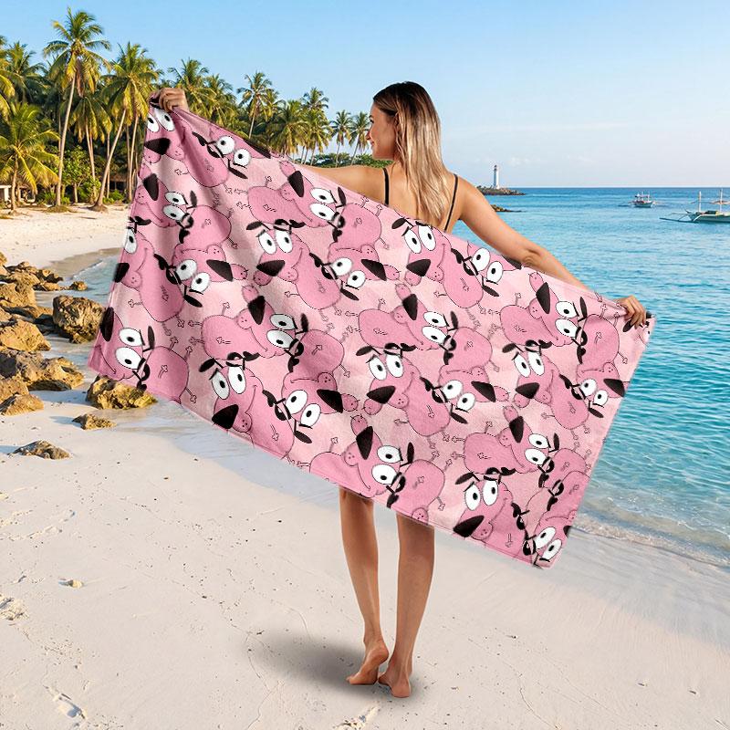 Large Beach TowelCourage the Cowardly Dog Soft Absorbent Towel Beach Bath Home Use
