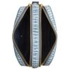 COACH Carey 18 Cherry Charm Contrast Leather Brand Metal Accessories Denim and Smooth Leather Shoulder Bag Small Women's Gold and Light Indigo