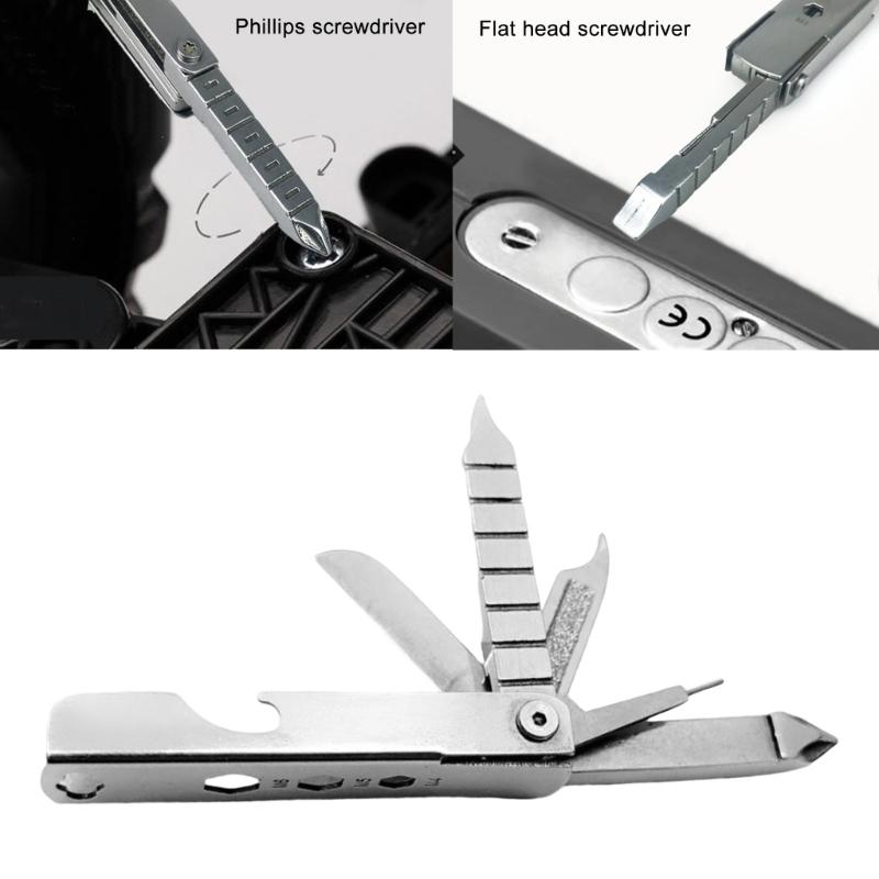 11 In 1 Keychain Multitool Screwdriver Bit Folding Multi Tool Bottle Opener Portable Pocket Tool for Outdoors Camping