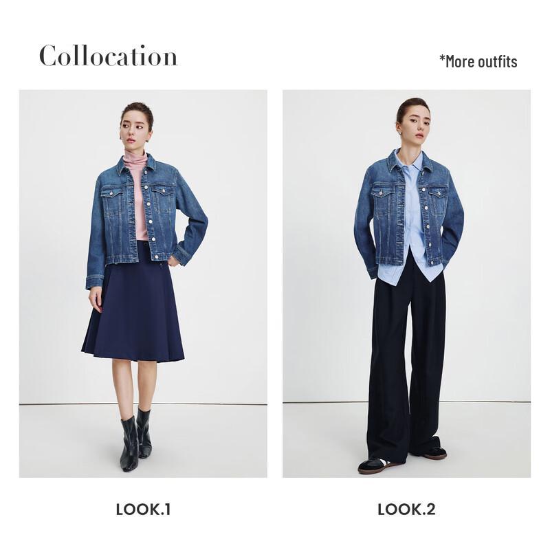 Navigare Women's Short Retro Workwear Denim Jacket