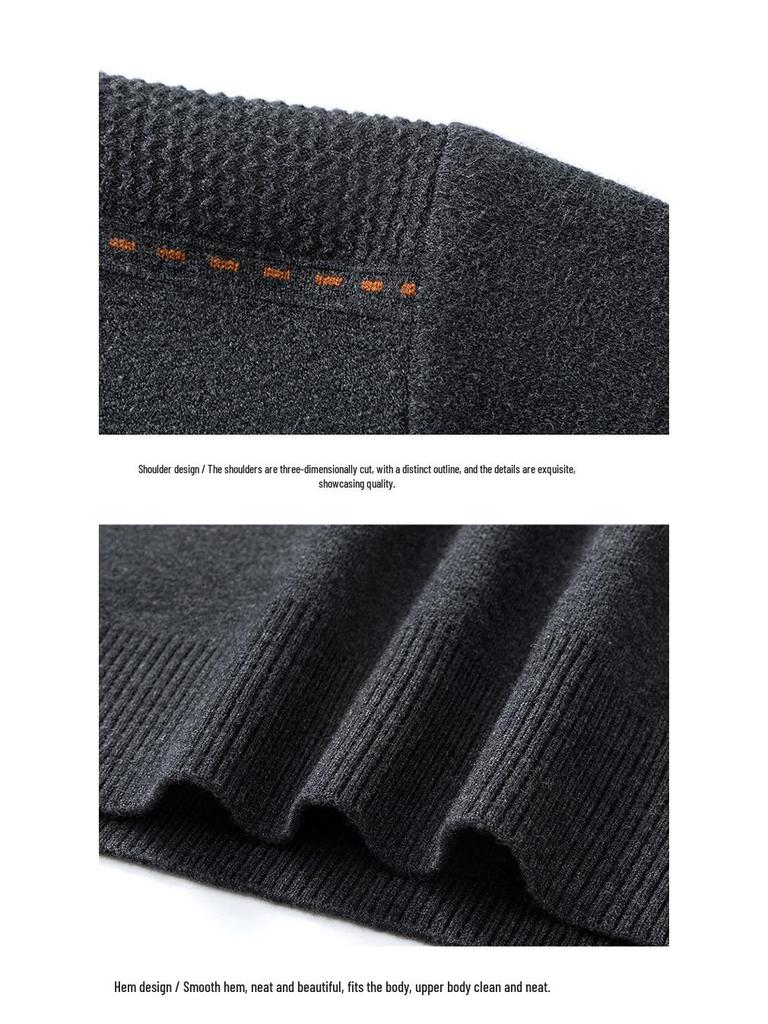 2025 Men's Autumn/Winter Knit Sweater: Half-High Collar, Zipper, Loose Fit, Long Sleeve Pullover