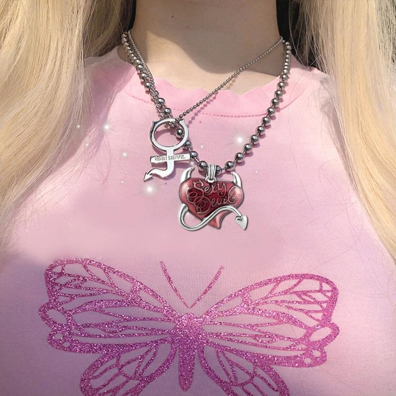 Heart Necklaces Pendant for Women Red Gothic Pendant Jewelry Gifts for Her On Christmas Valentine Gifts for Women Girls