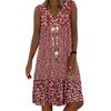 Summer New European And American Style Women'S Clothing V-Neck Small Floral Print Sleeveless Women'S Dress
