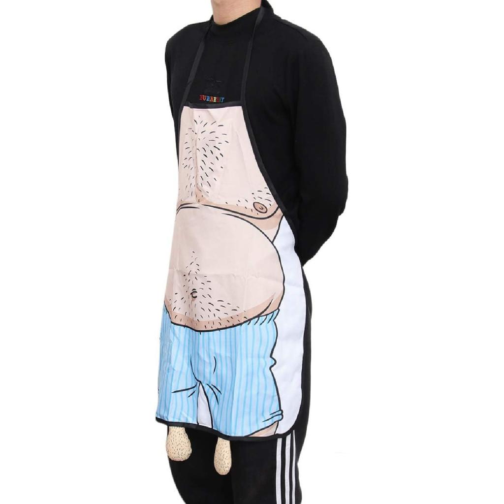 Funny Men Cooking Grilling Aprons Novelty Cooking Apron Belly Apron for Men Funny Costume Kitchen Belly