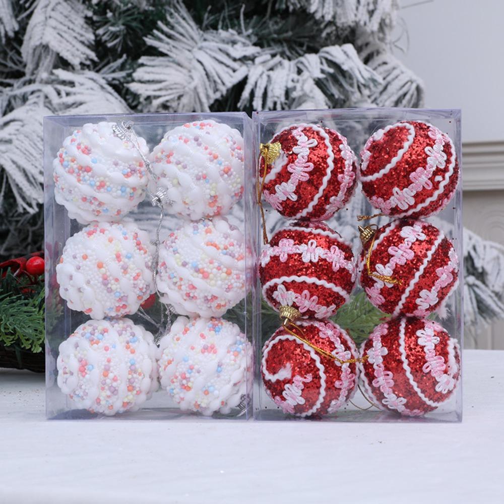 6PCS Christmas Decorations Hanging Ball 6CM Santa Claus Tree Decoration Colorful Ball Decorations For Home Christmas Festivities