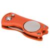 Golf Green Fork Stainless Steel Foldable Golf Divot Repair Tool with Button MagneticOrange