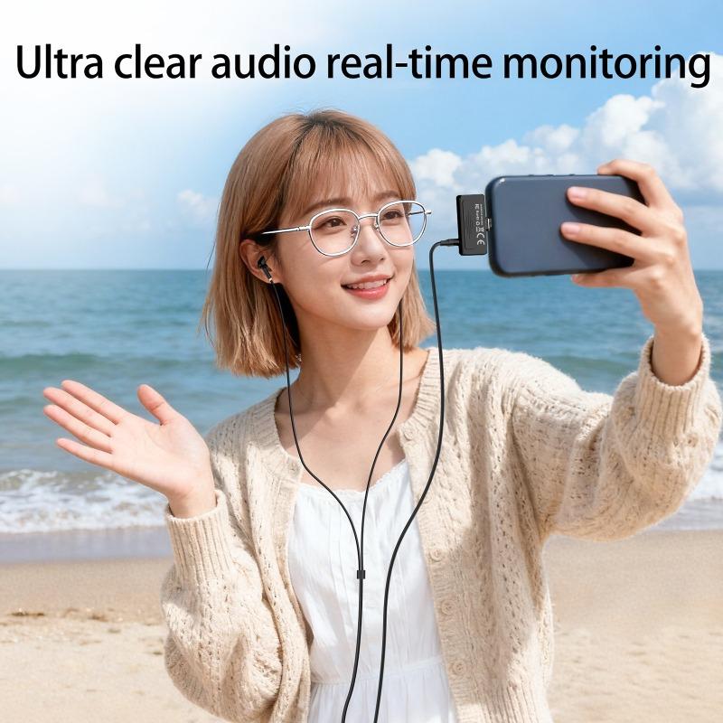 Portable Wireless Lavalier Lapel Microphone Dual-Microphone Plug and Play Mobile Phone Mic AI Noise Reduction for Vlog Live