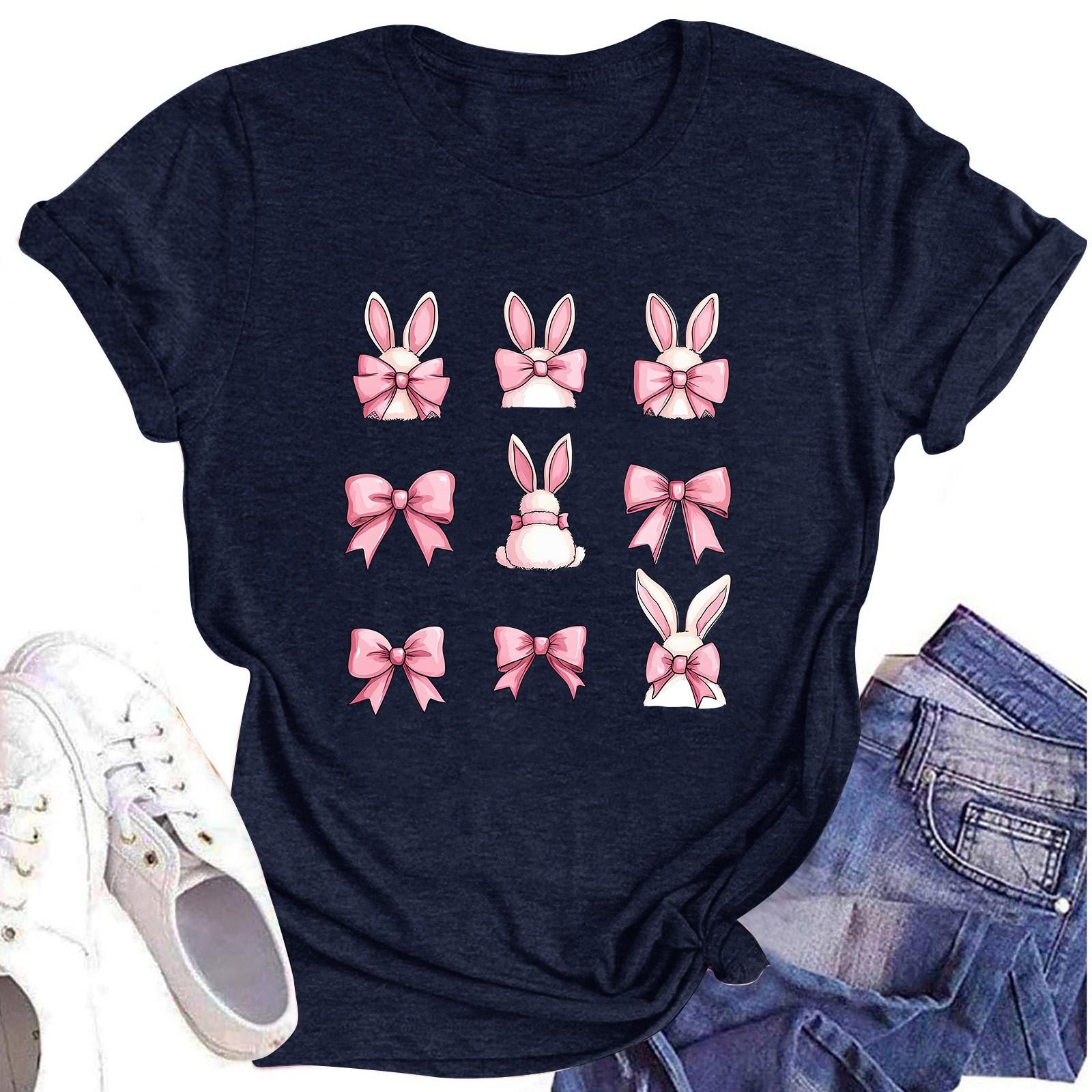 

Женский топ с круглым вырезом, повседневный принт, футболка с короткими рукавами XL тёмно-синий