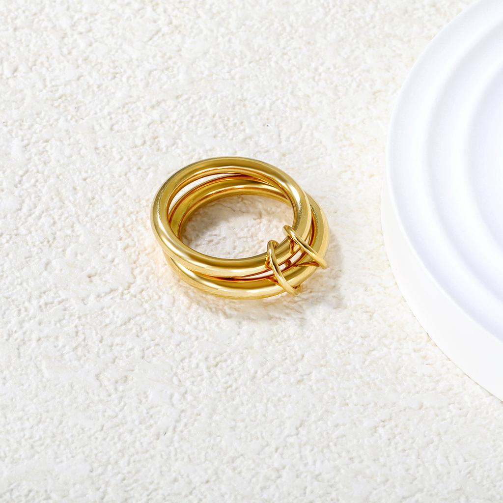 Geometric Double Circle Ring For Women Minimalist Retro Jewelry Light Luxury Design