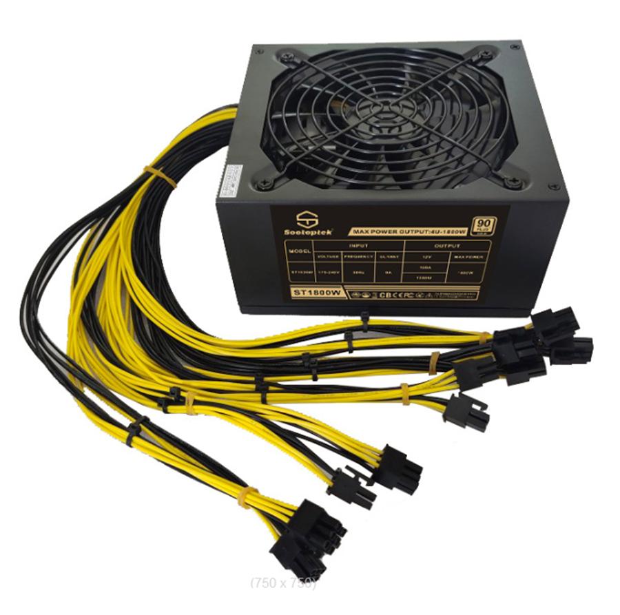 1800W ATX ETH Bitcoin Mining Power Supply For PC Mining Rig Support 6 Graphics Cards 6P Ports GPU 4U Single Power